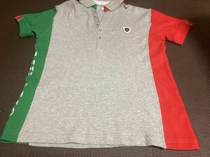  beautiful goods MILANO VIOLA ROMORE badge attaching, gray, red, green, Logo white, short sleeves stretch tops size L
