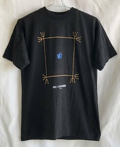 【ヴィンテージ /Tantra】india.it's hip.not square 梵字 アート Tシャツ/S/ブラック/インド製/スピリチュアル/ネイティブ (om-225-2d)