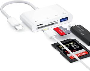 4in1 SDカードリーダー 4in1 USB OTGカメラアダプタ SD TFカードリーダー 写真 ビデオ キーボード 双方向 高速データ転送(IOS用)