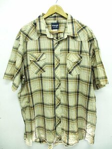 NL22062405 ラングラー Wrangler ウエスタン シャツ 半袖 チェック ベージュ系 ビッグシルエット TALL メンズ