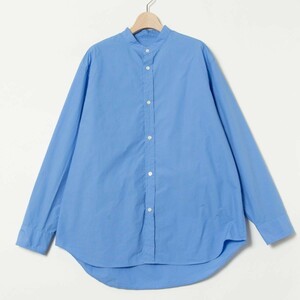 BEAMS ビームス バンドカラーシャツ ブルー 青 L メンズ ビッグシルエット 長袖 3i6d010