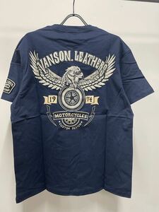 VANSON バンソン Tee 半袖Tシャツ NVST-2008 ネイビー Lサイズ