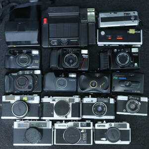 あ=J0171ax26 　35mmフィルム　レンジファインダーカメラ　コンパクトカメラ　ポラロイドカメラ　キャノン　ミノルタ他　まとめて多数
