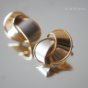 K18 YG Pt 900 combination design Vintage earrings 5g lady's jewelry accessory yellow gold 18 gold platinum 750