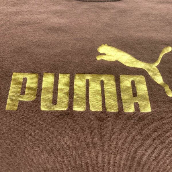【美品】PUMA 茶色にゴールドなロゴ入り　レディースM