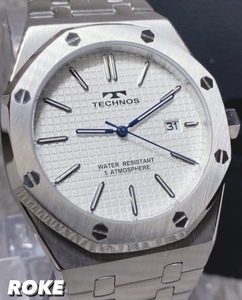 新品 テクノス TECHNOS 正規品 腕時計 ビジネスウォッチ カジュアル腕時計 プレゼント カレンダー ５気圧防水 ホワイト ビジネスウォッチ
