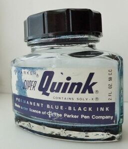 空き瓶 空きビン PARKER Super Quink permanent blue-black ink パーカー 万年筆 インク瓶 オブジェとして