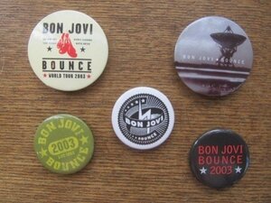 2206MK●グッズセット「BON JOVI ボン・ジョヴィ BOUNCE WORLD TOUR 2003 缶バッジ5点セット」●ツアーグッズ