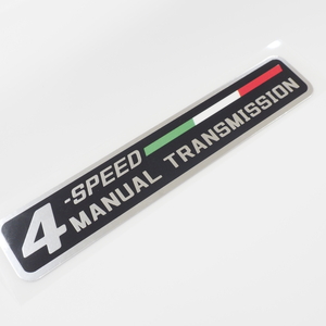 （ミラー）4速マニュアルステッカー シルバー イタリア ミッション 4MT 坂道注意 車用 シール スポーツカー