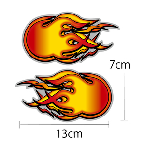 （13cm）シルバー ファイヤーボールステッカー 左右 火の玉 人魂 Fireball ファイヤーパターン デカール 左右セット メタリック
