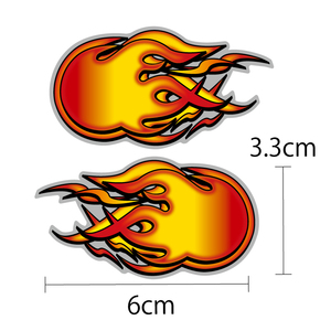 （6cm）シルバー ファイヤーボールステッカー 左右 火の玉 人魂 Fireball ファイヤーパターン デカール 左右セット メタリック