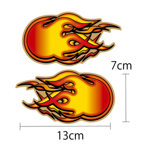 （13cm）ゴールド ファイヤーボールステッカー 左右 火の玉 人魂 Fireball ファイヤーパターン デカール 左右セット メタリック