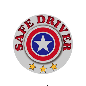 （シルバー）安全運転 ステッカー 赤 優良ドライバー 車両 アメリカン 交通安全 かっこいい 7cm メタリック usa シール SAFEDRIVER