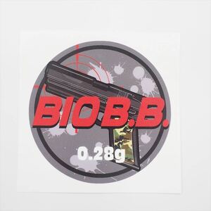 BBボトル サバゲ―ステッカー ピストル GUN（赤 0.28g） 1枚 BIO B.B. バイオビービー ボトルシール