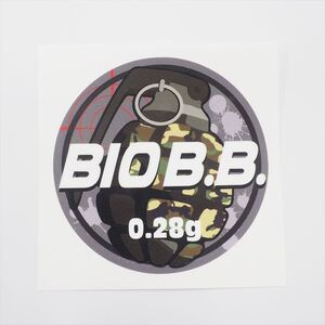 BBボトル サバゲ―ステッカー 手榴弾 （白 0.28g） 1枚 BIO B.B. バイオビービー ボトルシール