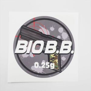 BBボトル サバゲ―ステッカー ピストル GUN（白 0.25g） 1枚 BIO B.B. バイオビービー ボトルシール