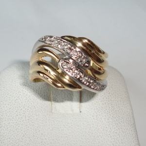  free shipping pt900/k18 ultimate small diamond 10 stone 0,10ct ring size 11 number used pawnshop exhibition 