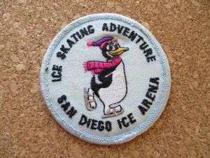 70s サンディエゴICE SKATING ADVENTURE SAN DIEGO ICEARENA刺繍ワッペン/ペンギンVintage観光ビンテージ旅行スケート アップリケUSAパッチ