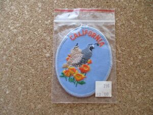 80s カリフォルニア州CALIFORNIA野鳥ワッペン刺繍ワッペン/アメリカVintageビンテージPATCHES旅行スーベニア土産リパブリック ケシ パッチ