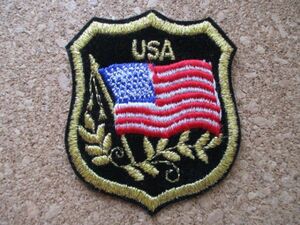 70s 米国アメリカ星条旗ビンテージ刺繍ワッペン/エンブレムU.S.A.国旗サバゲー米軍ミリタリー旅行スーベニア観光アップリケUSA土産パッチ