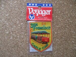 70s SAN FRANCISCOサンフランシスコ CABLE CARケーブルカーVoyageur刺繍ワッペン/路面電車ビンテージ観光アップリケ土産アメリカ鉄道