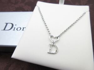 【良品】オープンハート◎Christian Dior ネックレス ストーン ロゴ クリスチャン ディオール ヴィンテージ アクセサリー レディース ny21