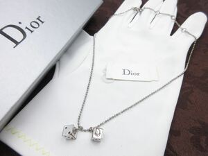 【希少】タグ付き◎Christian Dior ネックレス キューブ ロゴ クリスチャン ディオール ヴィンテージ アクセサリー レディース 結婚式 ny4