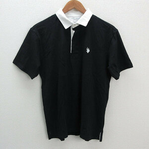 s■ユーエスポロ アソシエーション/U.S.POLO ASSOCIATION 比翼仕立て 半袖ポロシャツ【M】黒/MENS/64【中古】