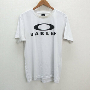 s■OAKLEY/オークリー ビックロゴプリント 半袖Tシャツ【L】白/MENS/32【中古】