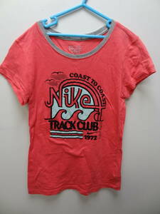 全国送料無料 正規品 ナイキ NIKE レディース サーモンピンク色 綿100％素材 半袖スポーツTシャツ Mサイズ