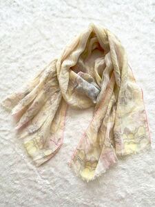 ETRO Italy made peiz Lee pattern silk stole muffler scarf yellow pink Etro purple 