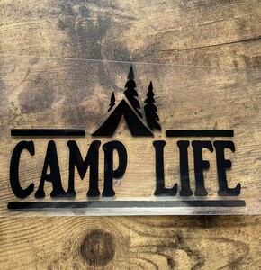 アウトドア　キャンプ　CAMP LIFE　キャンプライフ　野営　露営　宿営　キャンパー　キャンピングカー　旅行　ステッカー1枚（ZL黒）
