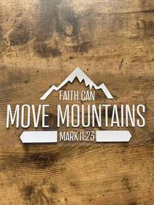アウトドア　山登り　ハイキング　トレッキング　山　山脈　車ボディ・ウィンドウ貼付用　ステッカー1枚C（銀白色ZL）信仰は山を動かす