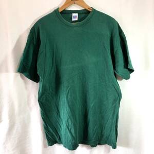 ■ 大きめサイズ 90s 90年代 USA製 RUSSEL ATHLETIC ラッセル アスレチック 無地 半袖Tシャツ 古着 アメカジ サイズL グリーン 緑 ■