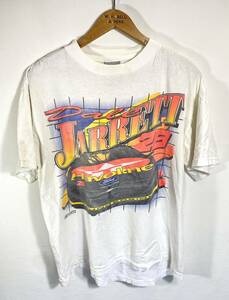 ■ 90s 90年代 ビンテージ TULTEX NASCAR レーシング イラスト 半袖 Tシャツ Dale Jarrett デイル ジャレット アメカジ サイズLARGE 白 ■