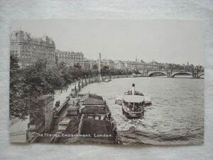 【絵葉書1枚】 The Thames Embankment, London /M&L Ltd /NATIONAL SERIES No.1 /ヴィンテージテムズ堤防船史跡都市街 ハガキ 20-2