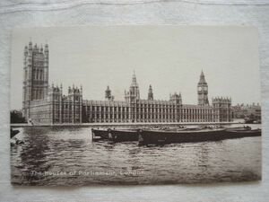 【絵葉書1枚】 Houses of Parliament, London /M&L Ltd /NATIONAL SERIES No.1 /ヴィンテージ 川から見た議事堂 都市街建築船 ハガキ 20-1