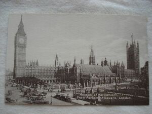 【絵葉書1枚】 Houses of Parliament, From Parliament Square, London /M&L Ltd /NATIONAL SERIES No.1/ヴィンテージ都市建築 ハガキ20-23