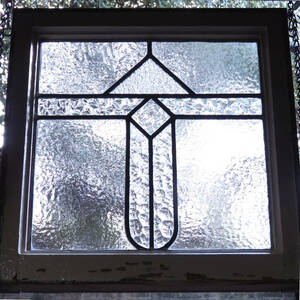 イギリスの古いカラーレスのステンドグラス/窓枠/飾り窓/ドア/店舗什器/ディスプレイ/インテリア雑貨/内装/建具/新築/リフォーム/J-1099