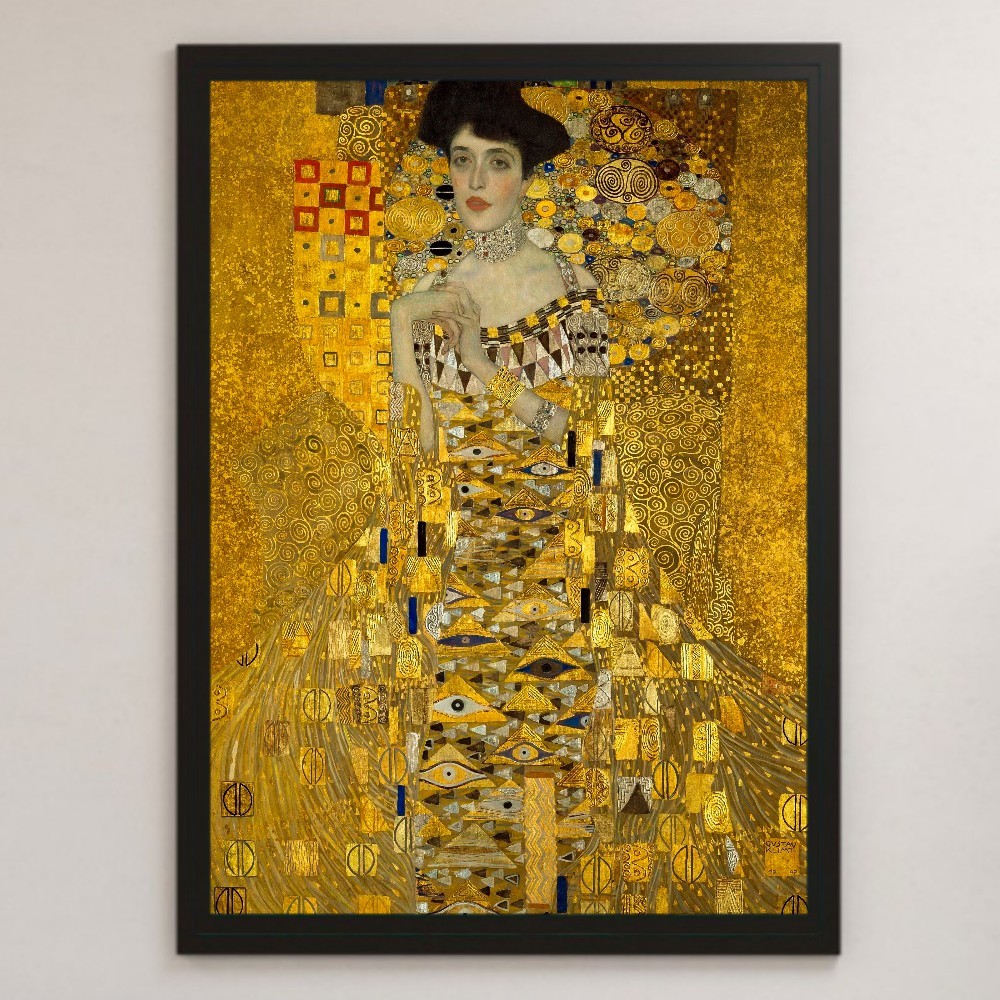 Gustav Klimt Portrait d'Adele Bloch-Bauer peinture Art affiche brillante A3 Bar café classique intérieur baiser femme peinture, résidence, intérieur, autres