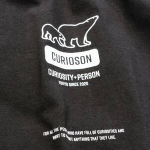 【新品】CURIOSON オリジナル クマ ロゴ Tシャツ 5.6oz 男女兼用（黒 Lサイズのみ）