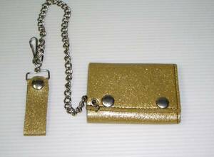 * three folded wallet * Kirakira / Gold * chain attaching 