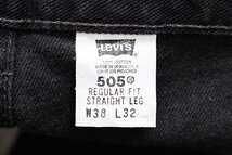 ★00s Levi'sリーバイス 505 ブラック デニムパンツ w38★55 オールド ジーンズ ストレート オーバーサイズ ビッグサイズ_画像6