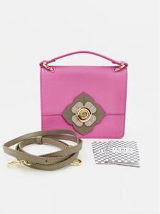 中古美品　フルラ　FURLA 2WAY　ハンドバッグ　ショルダー　ピング　グレー 