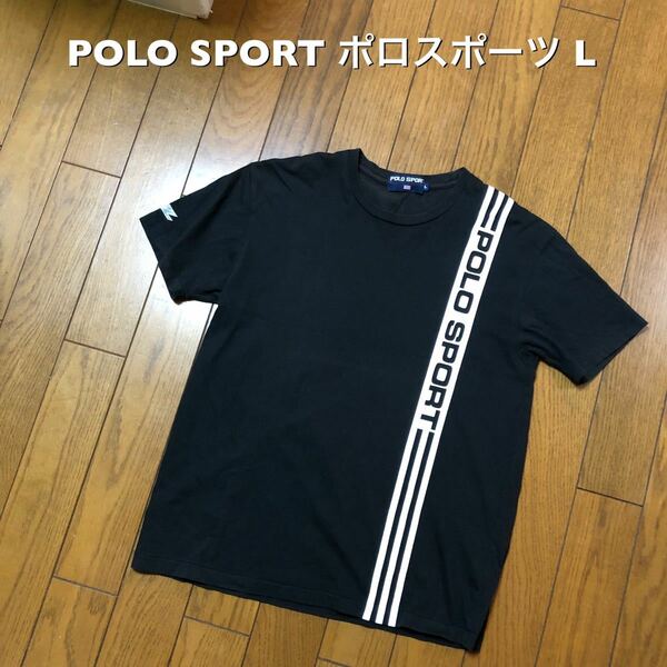 Lサイズ！ポロスポーツ POLO SPORT古着半袖Tシャツ 黒 色褪せ プリント割れ ラルフローレン