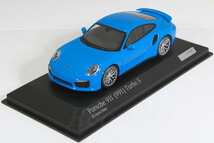 ミニチャンプス 1/43 ポルシェ 911 ターボ S (991) 2015 Rivieraブルー 特注モデル 100台限定 Porsche 911 turbo S(991) CA04316063_画像1