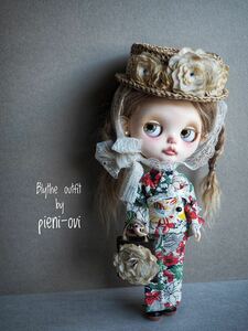 // pieni-ovi // Blythe outfit ブライス アウトフィット ヴィンテージ布の浴衣セット -2