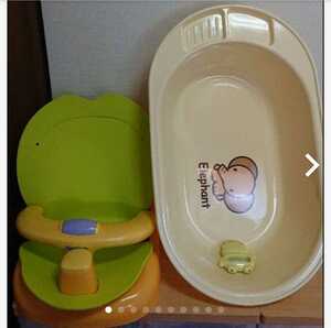 [ used ] Aprica bath chair & water temperature gage & baby bath 