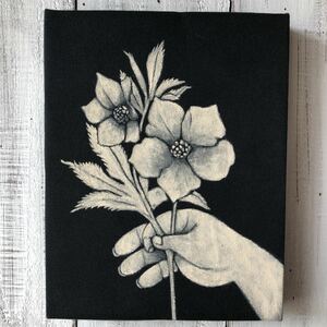 F0 size acrylic fiber . original picture wooden panel pasting [ Christmas rose ]