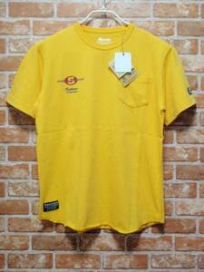  including carriage * new goods RealBvoice rear ruby voice .BIG print &. pocket attaching short sleeves T-shirt yellow S size 99